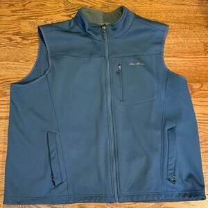 Eddie Bauer Men’s 2XL Blue Full Zip Fleece Vest Outdoor Casual Layer